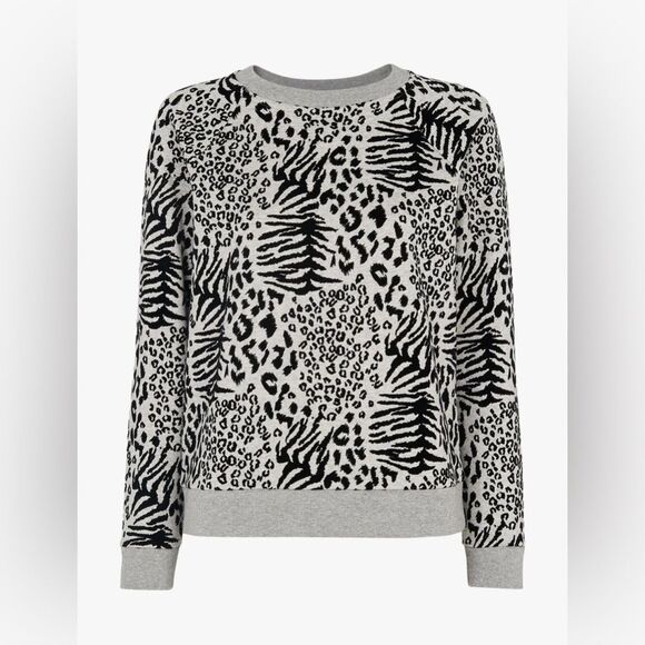 Whistles Flocked animal print Sweatshirt Grey Marl Size medium - Picture 1 of 10